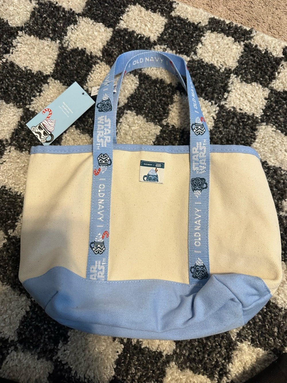 Star Wars Old Navy Cream and Light Blue Canvas Tote with Patterned Straps